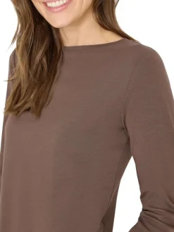 T-shirt en coton biologique taupe uni pourvu d'une coupe moulante