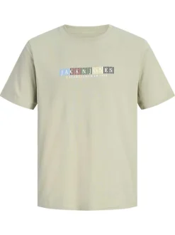 T-shirt en coton biologique vert à coupe droite pourvu de manches courtes