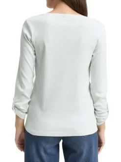 T-shirt en coton biologique vert d'eau uni avec une coupe ajustée