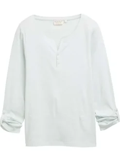 T-shirt en coton biologique vert d'eau uni avec une coupe ajustée