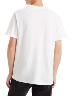 T-shirt en coton blanc avec coupe droite col rond et logo floqué poitrine