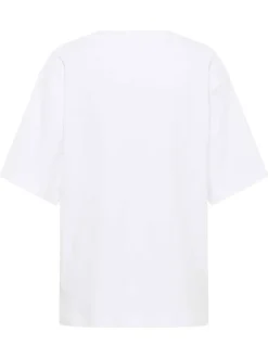 T-shirt en coton blanc avec des écritures imprimées et à coupe oversize