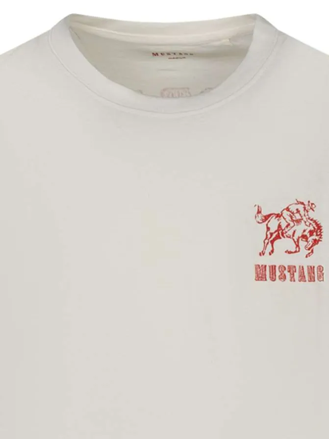 T-shirt en coton blanc avec des imprimés coupe ajustée et col rond