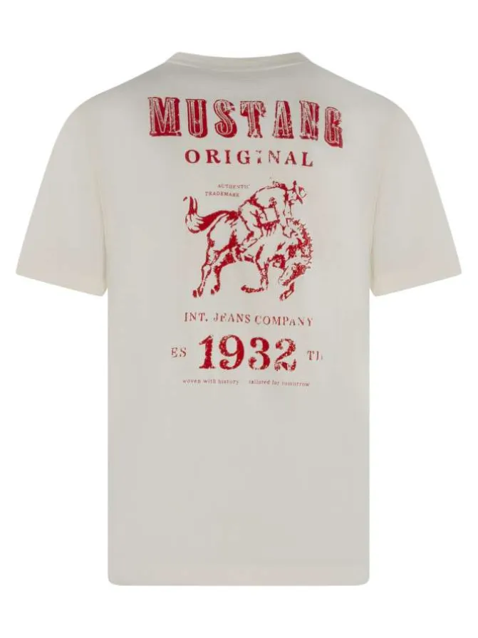 T-shirt en coton blanc avec des imprimés coupe ajustée et col rond