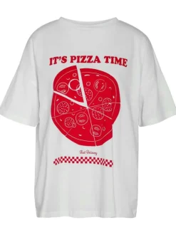 T-shirt en coton blanc avec flocage avant une coupe oversize et un col rond