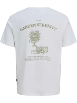 T-shirt en coton blanc avec imprimé floral et une coupe droite