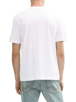 T-shirt en coton blanc avec logo imprimé fluo à coupe regular et col rond