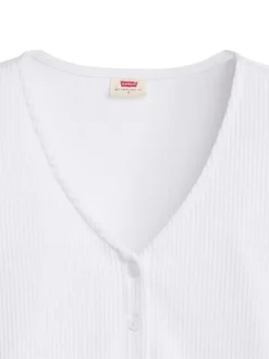 T-shirt en coton blanc avec un col v et des manches courtes