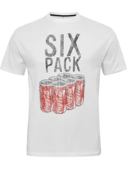 T-shirt en coton blanc avec un imprimé délavé à l'avant et une coupe droite