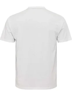 T-shirt en coton blanc avec un imprimé délavé à l'avant et une coupe droite