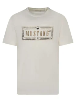 T-shirt en coton blanc avec un imprimé et une coupe ajustée