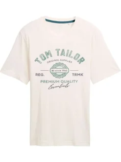T-shirt en coton blanc avec un imprimé fantaisie et un col rond