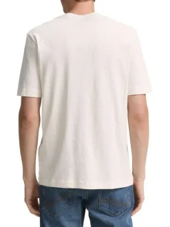 T-shirt en coton blanc avec un imprimé fantaisie et un col rond