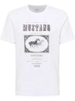 T-shirt en coton blanc avec un motif fantaisie à l'avant et un col rond
