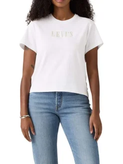 T-shirt en coton blanc à coupe ajustée pourvu de manches courtes