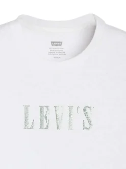T-shirt en coton blanc à coupe ajustée pourvu de manches courtes