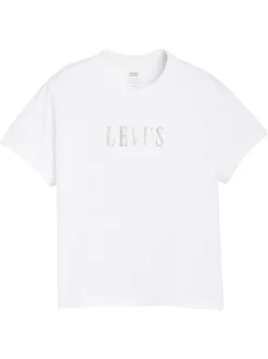 T-shirt en coton blanc à coupe ajustée pourvu de manches courtes