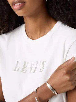 T-shirt en coton blanc à coupe ajustée pourvu de manches courtes