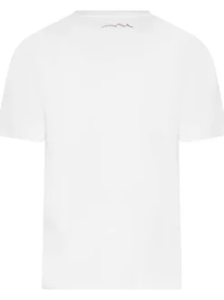 T-shirt en coton blanc à coupe droite col rond et logo floqué