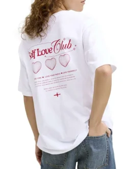 T-shirt en coton blanc à coupe droite orné d'un imprimé dans le dos