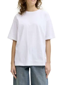 T-shirt en coton blanc à coupe droite orné d'un imprimé dans le dos