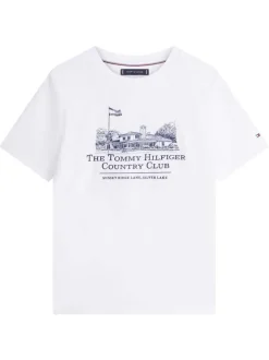 T-shirt en coton blanc à coupe droite pourvu de manches courtes