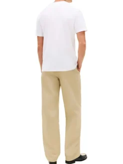 T-shirt en coton blanc à coupe droite pourvu de manches courtes