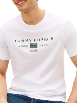 T-shirt en coton blanc à coupe droite pourvu de manches courtes