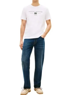 T-shirt en coton blanc à coupe droite pourvu de manches courtes