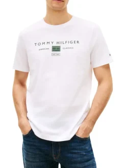 T-shirt en coton blanc à coupe droite pourvu de manches courtes
