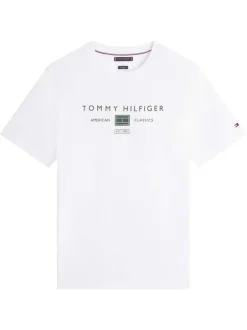T-shirt en coton blanc à coupe droite pourvu de manches courtes