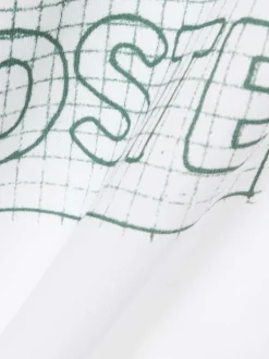 T-shirt en coton blanc à coupe droite pourvu d'un col rond côtelé