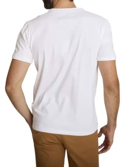 T-shirt en coton blanc à coupe droite pourvu d'un col rond texturé