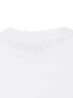 T-shirt en coton blanc à coupe droite pourvu d'un col rond texturé