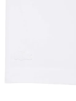 T-shirt en coton blanc à coupe droite pourvu d'un col rond texturé