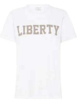 T-shirt en coton blanc imprimé avec un col rond et des manches courtes