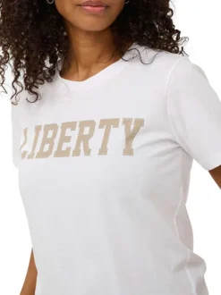 T-shirt en coton blanc imprimé avec un col rond et des manches courtes