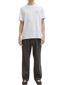 T-shirt en coton blanc imprimé avec un col rond et des manches courtes