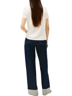 T-shirt en coton blanc imprimé avec une coupe ajustée et un col rond