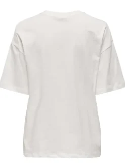 T-shirt en coton blanc imprimé avec une coupe droite et un col rond