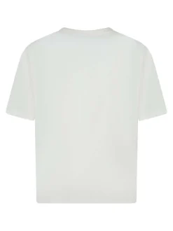 T-shirt en coton blanc à imprimé avec une coupe droite et un col rond