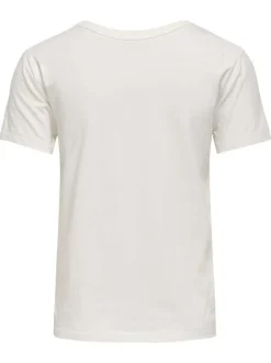 T-shirt en coton blanc imprimé avec une coupe droite et un col rond