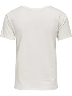 T-shirt en coton blanc imprimé avec une coupe droite et un col rond