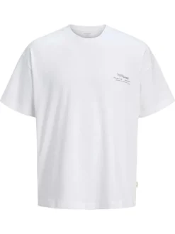 T-shirt en coton blanc imprimé avec une coupe droite et un col rond