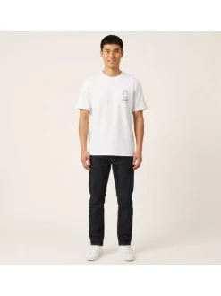 T-shirt en coton blanc à imprimé avec une coupe droite et un col rond
