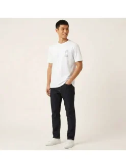 T-shirt en coton blanc à imprimé avec une coupe droite et un col rond