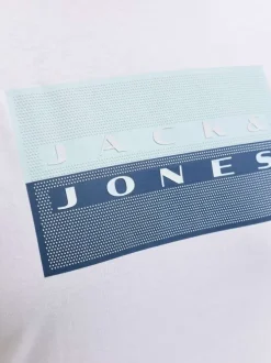 T-shirt en coton blanc imprimé avec une coupe droite et un col rond