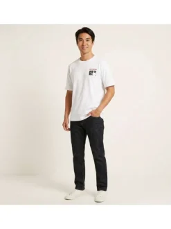 T-shirt en coton blanc imprimé avec une coupe droite et un col rond
