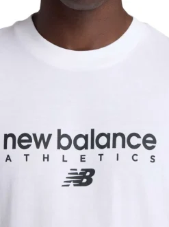 T-shirt en coton blanc à imprimé avec une coupe droite et un col rond