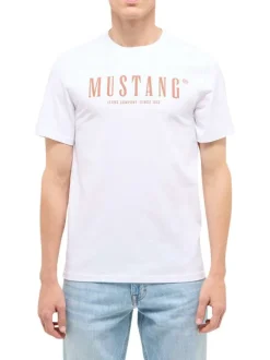 T-shirt en coton blanc à imprimé avec une coupe droite et un col rond